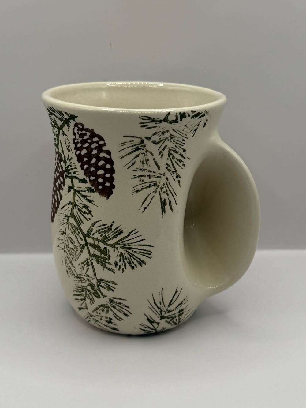 Tag Pine Cone Handwarmer Mug Stoneware